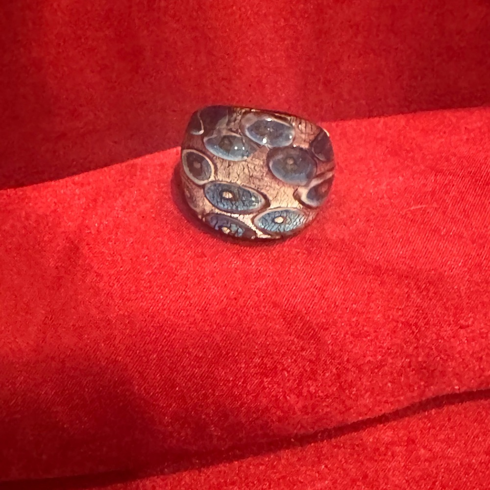 Elegant Blue and silver glass Women's Ring